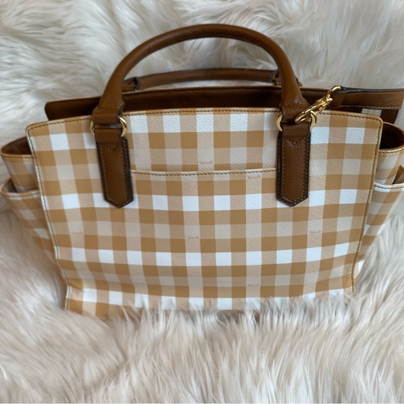 Tignanello gingham plaid saffiano satchel bag with removable strap - Picture 7 of 11